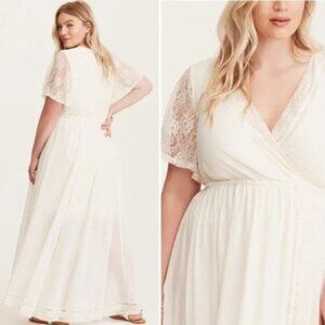 Torrid Insider Collection Empire Waist Maxi Dress Ivory Sheer Lace - Size 4